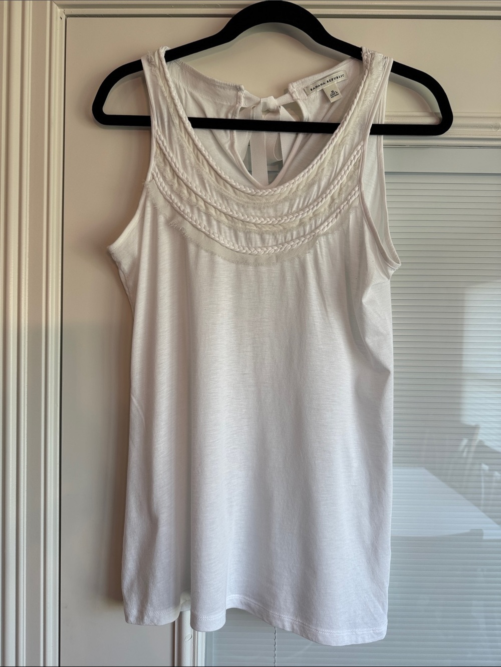 Banana Republic White Braided Yoke Tank